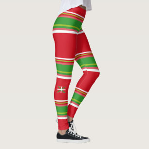 Basque flag + red & green striped pattern: leggings