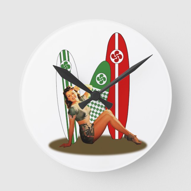 Basque Pin-up France Round Clock (Front)