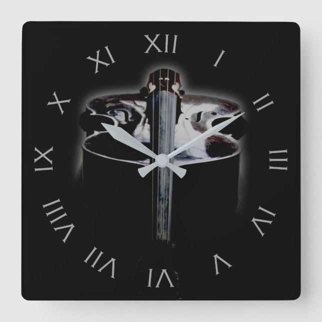 Bass 1 Grey Roman Numbers wcm Square Wall Clock (Front)