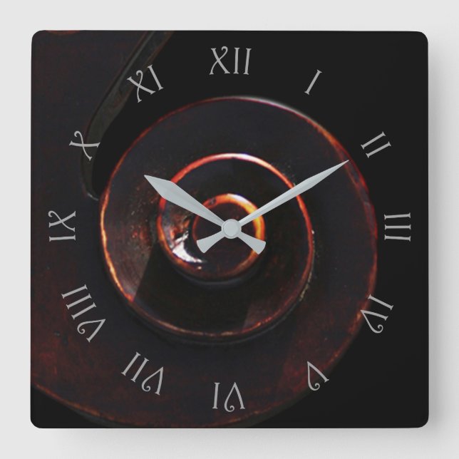 Bass 2 Grey Script Roman Numbers wccnm Square Wall Clock (Front)