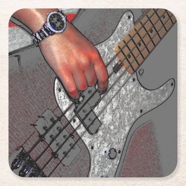 Bass 4 coastercnm square paper coaster (Front)