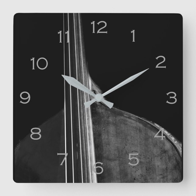 Bass 5 Grey Numbers wca Square Wall Clock (Front)