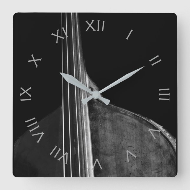 Bass 5 Grey Roman Numbers wca Square Wall Clock (Front)
