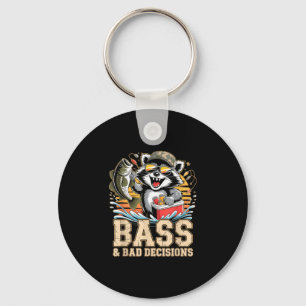 Bass & bad decisions racoon fishing beer key ring