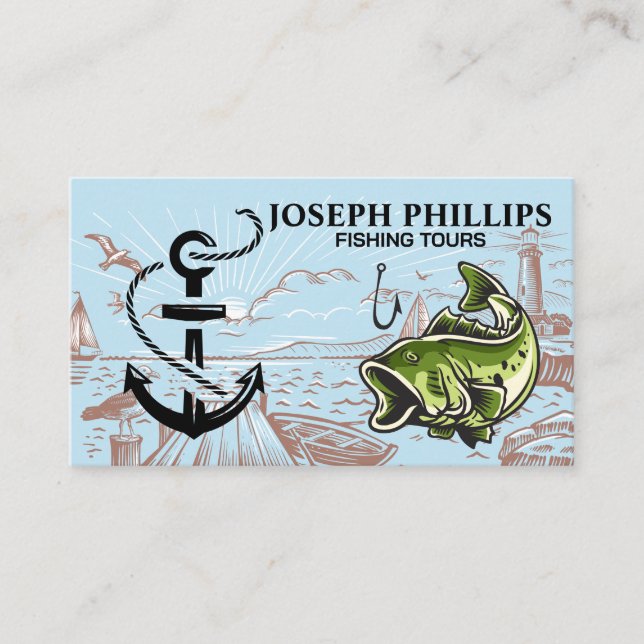 Bass and Anchor | Shipping Dock | Light House Business Card (Front)