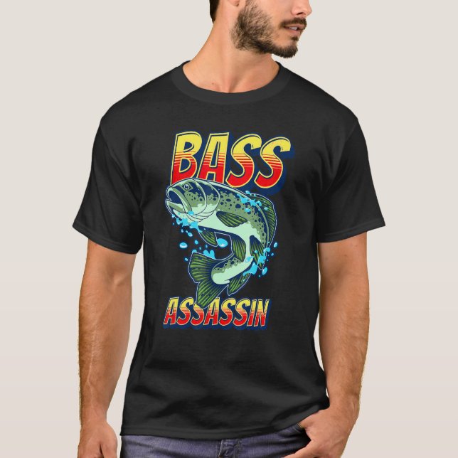Bass Assassin  Fisherman Bass Fish Jumping T-Shirt (Front)