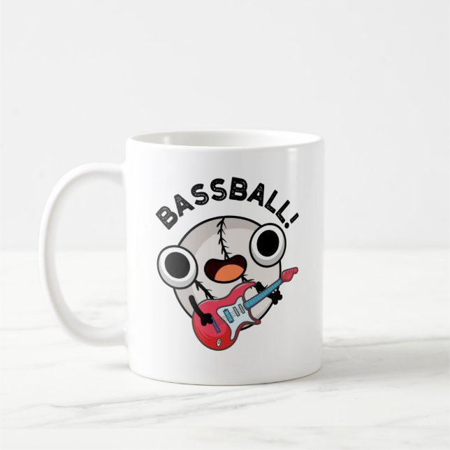 Bass-ball Funny Baseball Bass Guitarist Pun  Coffee Mug (Left)