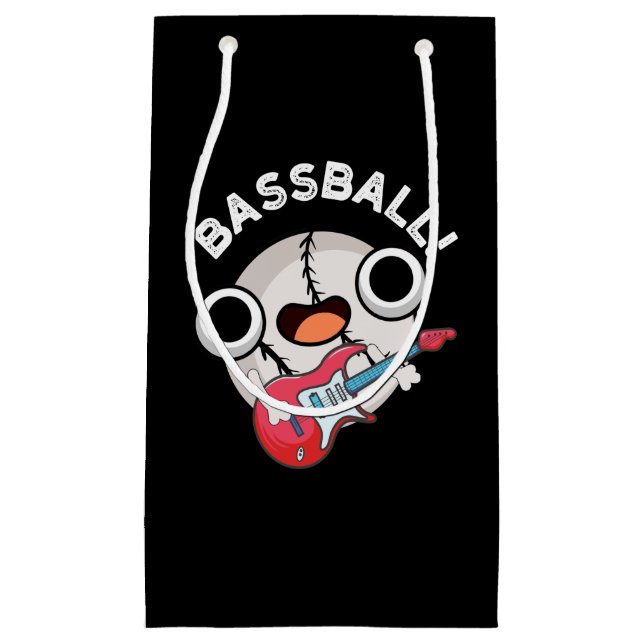 Bass-ball Funny Baseball Bass Pun Dark BG Small Gift Bag (Front)