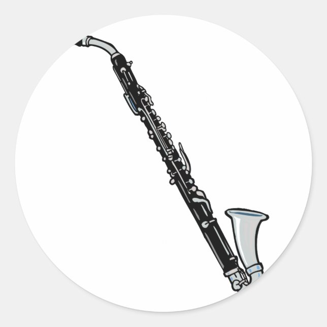 Bass Clarinet Graphic, Just the Clarinet Classic Round Sticker (Front)