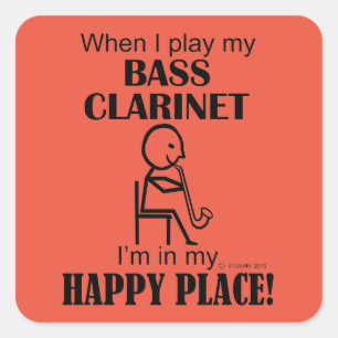 Bass Clarinet Happy Place Square Sticker