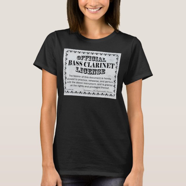 Bass Clarinet License T-Shirt (Front)