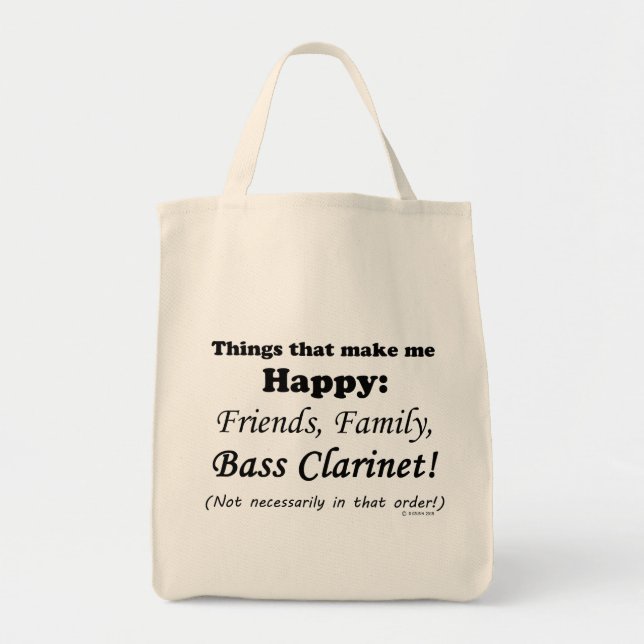Bass Clarinet Makes Me Happy Tote Bag (Front)