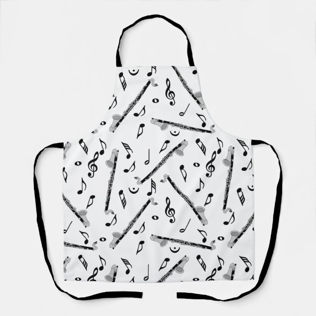 Bass Clarinet Music Note Pattern Apron (Front)