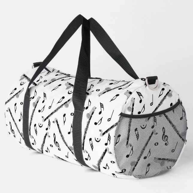 Bass Clarinet Music Note Pattern Duffle Bag (Right Corner)
