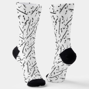 Bass Clarinet Music Note Pattern Socks