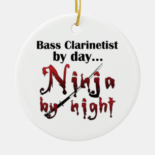 Bass Clarinet Ninja Musician Gift Ceramic Tree Decoration