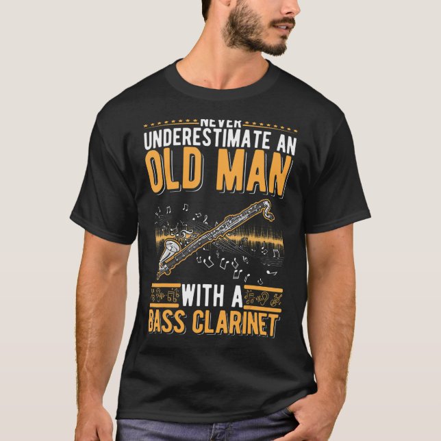 Bass Clarinet Old Man Bass Clarinetist T-Shirt (Front)