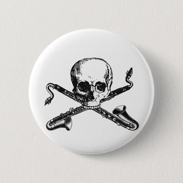 Bass Clarinet Pirate 6 Cm Round Badge (Front)