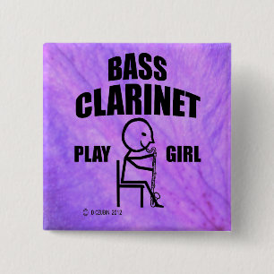 Bass Clarinet Play Girl 15 Cm Square Badge