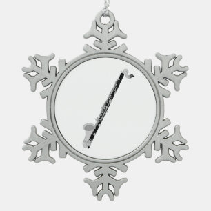 Bass Clarinet Snowflake Pewter Christmas Ornament