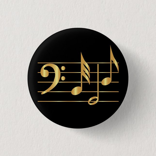 Bass clef 3 cm round badge (Front)
