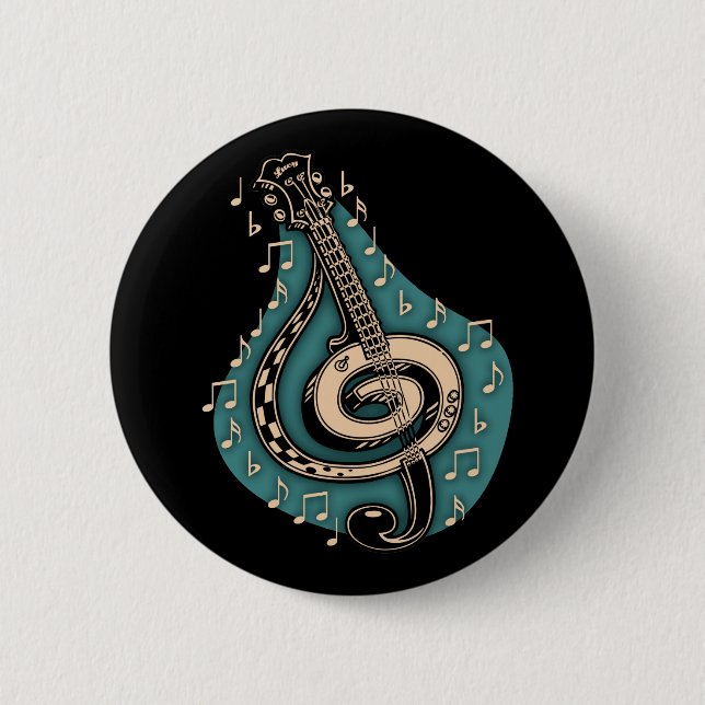 Bass Clef 6 Cm Round Badge (Front)