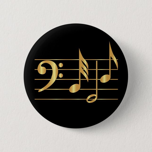 Bass clef 6 cm round badge (Front)