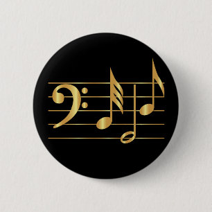 Bass clef 6 cm round badge