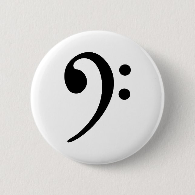 Bass clef 6 cm round badge (Front)