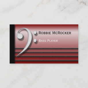 Bass Clef and Strings Red Business Cards