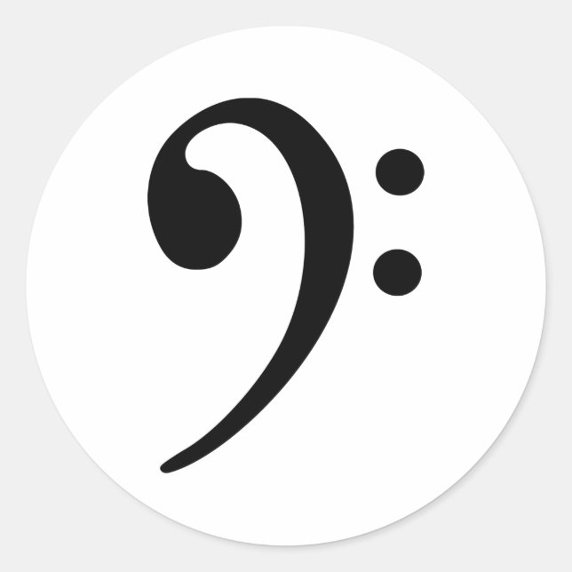 Bass clef classic round sticker (Front)