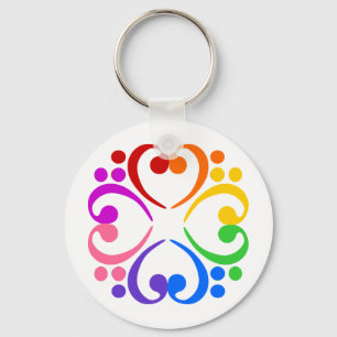 Bass Clef Flower Key Ring