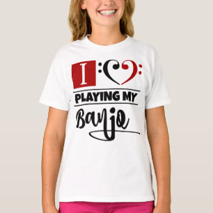 Bass Clef Heart I Love Playing My Banjo T-Shirt