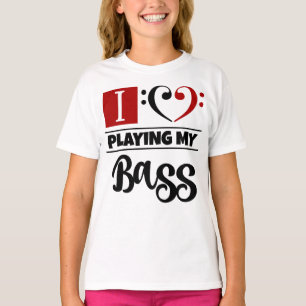 Bass Clef Heart I Love Playing My Bass T-Shirt