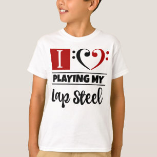 Bass Clef Heart I Love Playing My Lap Steel T-Shirt