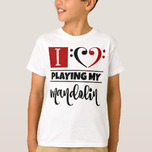 Bass Clef Heart I Love Playing My Mandolin T-Shirt