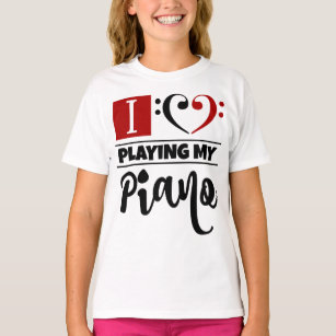 Bass Clef Heart I Love Playing My Piano T-Shirt