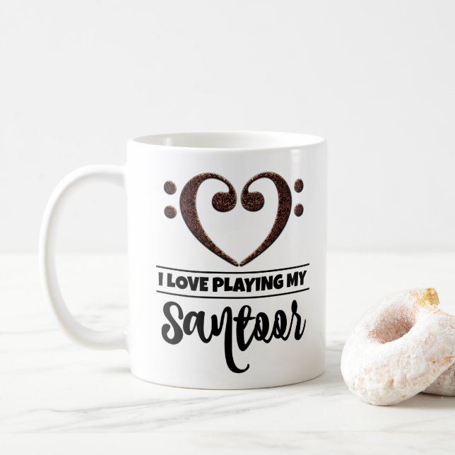 Bass Clef Heart I Love Playing My Santoor Coffee Mug (With Donut)