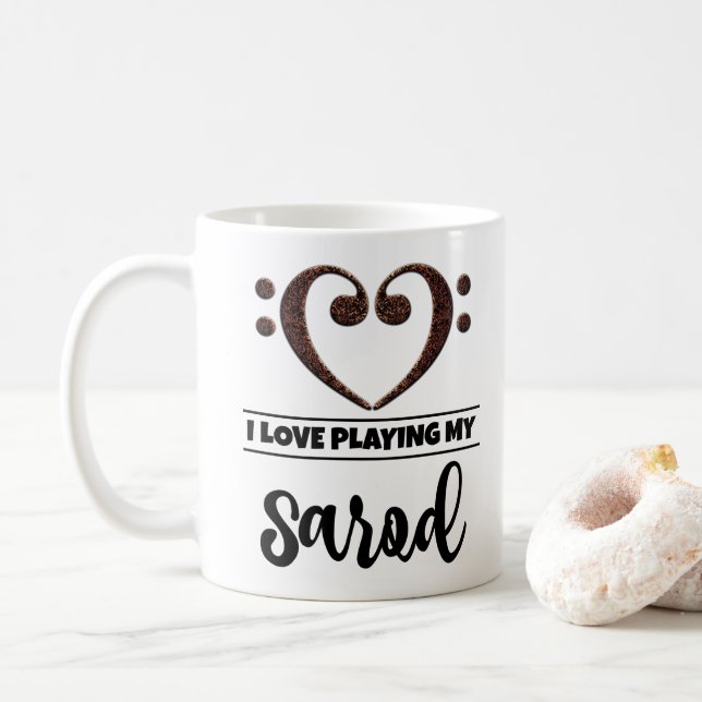 Bass Clef Heart I Love Playing My Sarod Coffee Mug (With Donut)