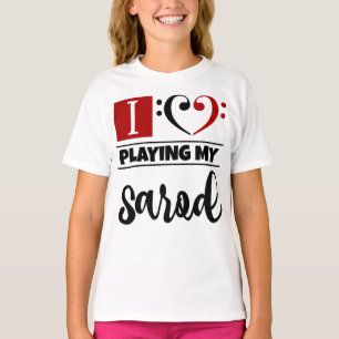 Bass Clef Heart I Love Playing My Sarod T-Shirt