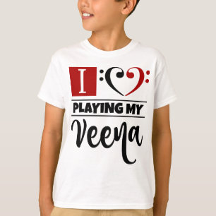 Bass Clef Heart I Love Playing My Veena T-Shirt