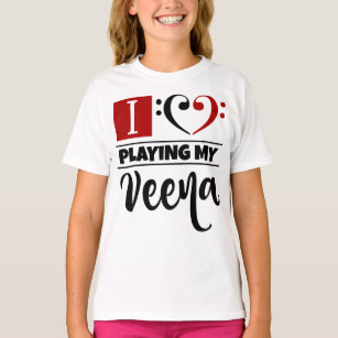 Bass Clef Heart I Love Playing My Veena T-Shirt