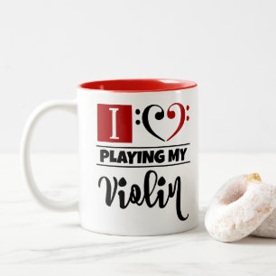 Bass Clef Heart I Love Playing My Violin Two-Tone Coffee Mug
