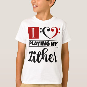 Bass Clef Heart I Love Playing My Zither T-Shirt