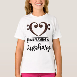 Bass Clef Heart Love Playing Autoharp T-Shirt