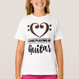 Bass Clef Heart Love Playing Guitar T-Shirt