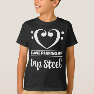 Bass Clef Heart Love Playing Lap Steel T-Shirt