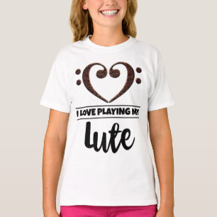 Bass Clef Heart Love Playing Lute T-Shirt
