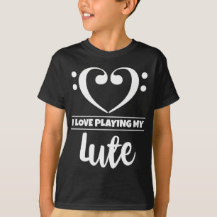 Bass Clef Heart Love Playing Lute T-Shirt