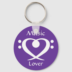 Bass Clef Heart Music Lover Keychain